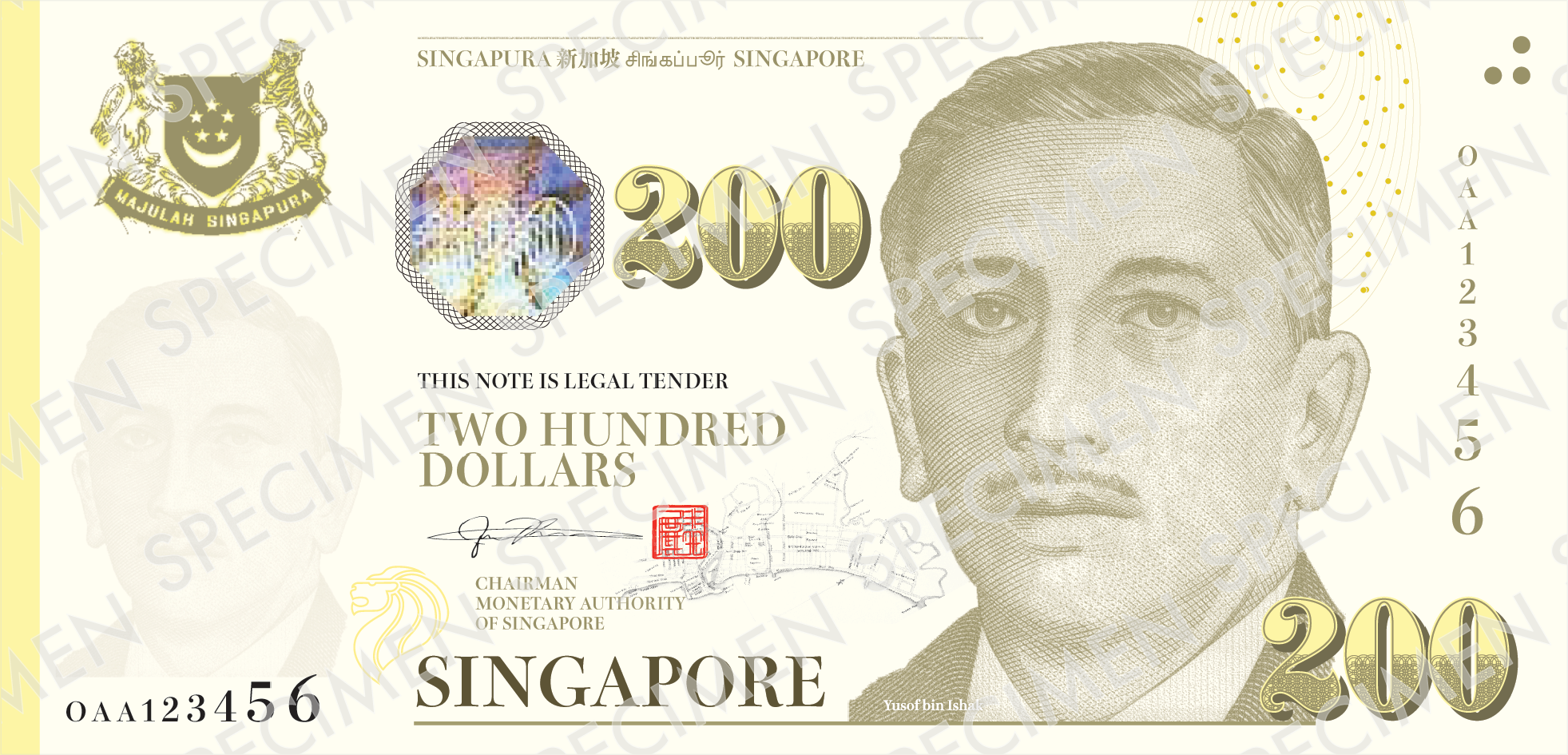 Bicentennial Singapore – banknote front