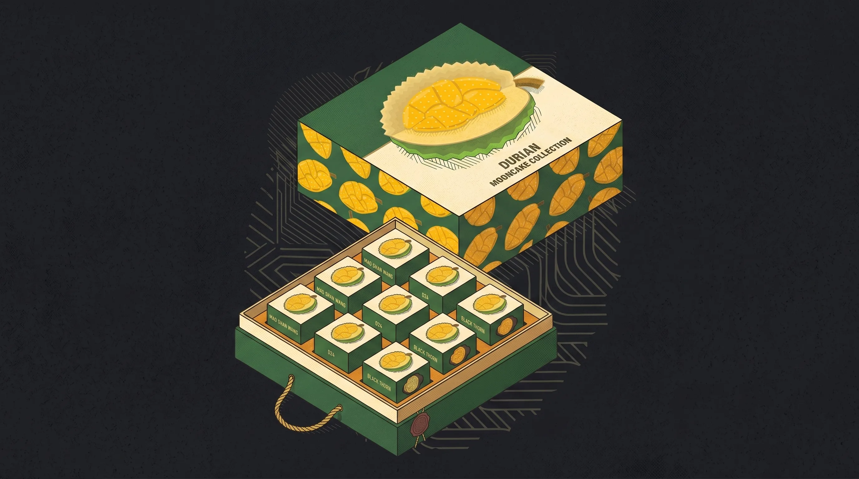 Durian Mooncake Collection — sketch overlay