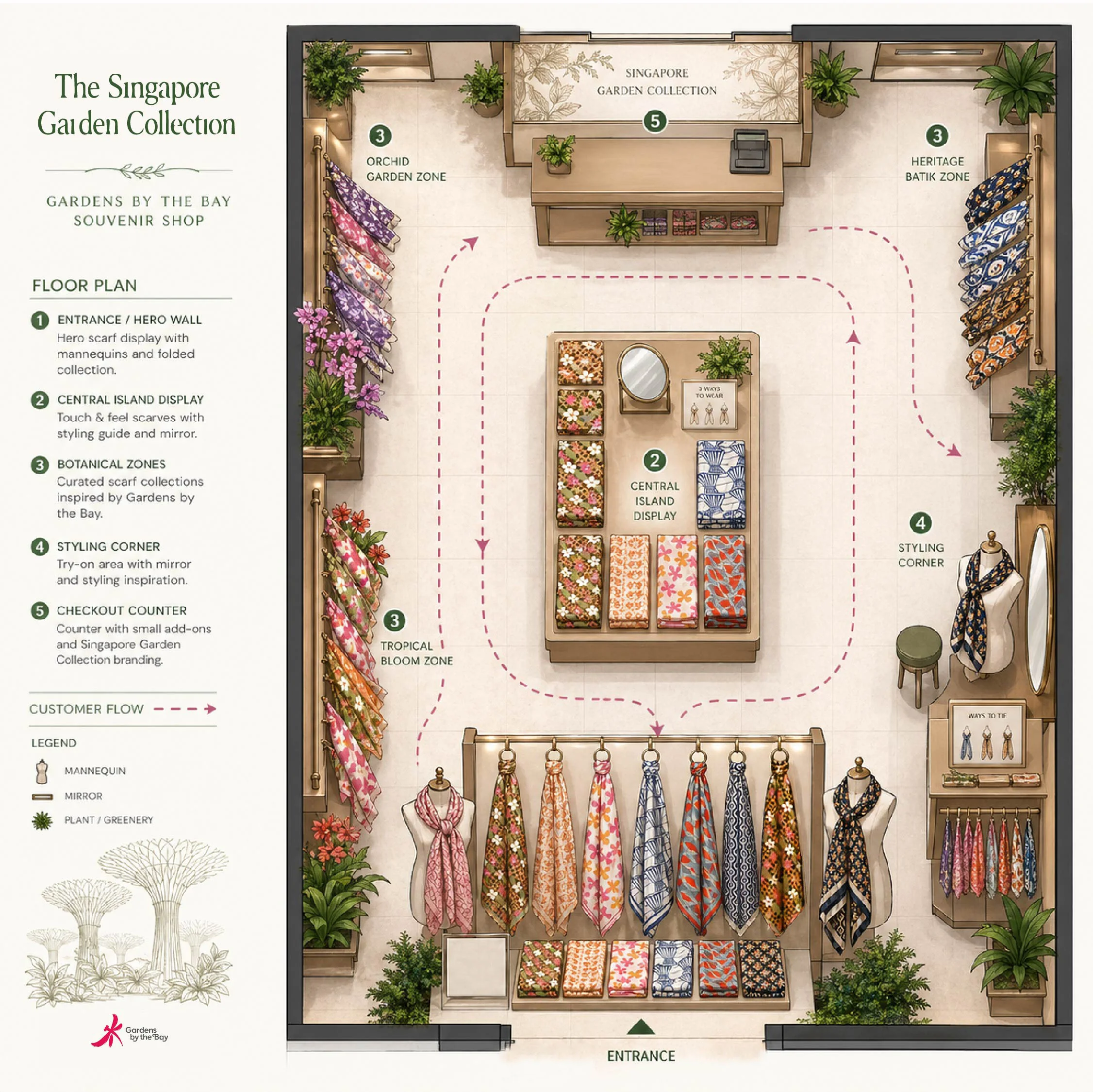 The Singapore Garden Collection — store floor plan and visual merchandising