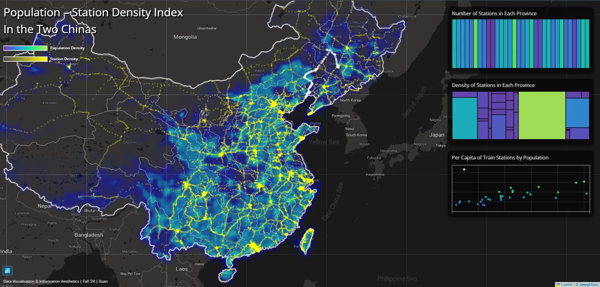 Population-Train Station Density Index in the Two Chinas